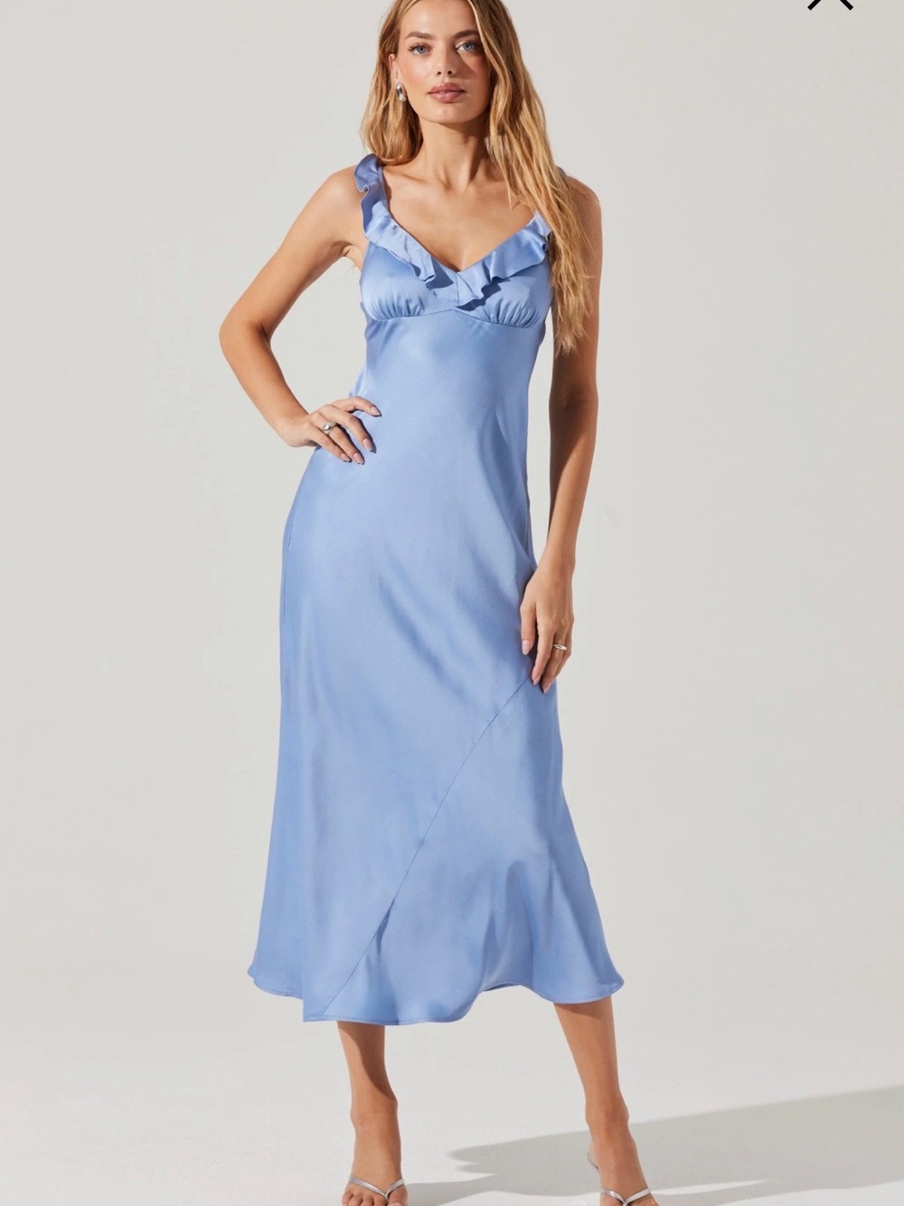 ASTR the Label Zoie dress - blue satin with ruffle